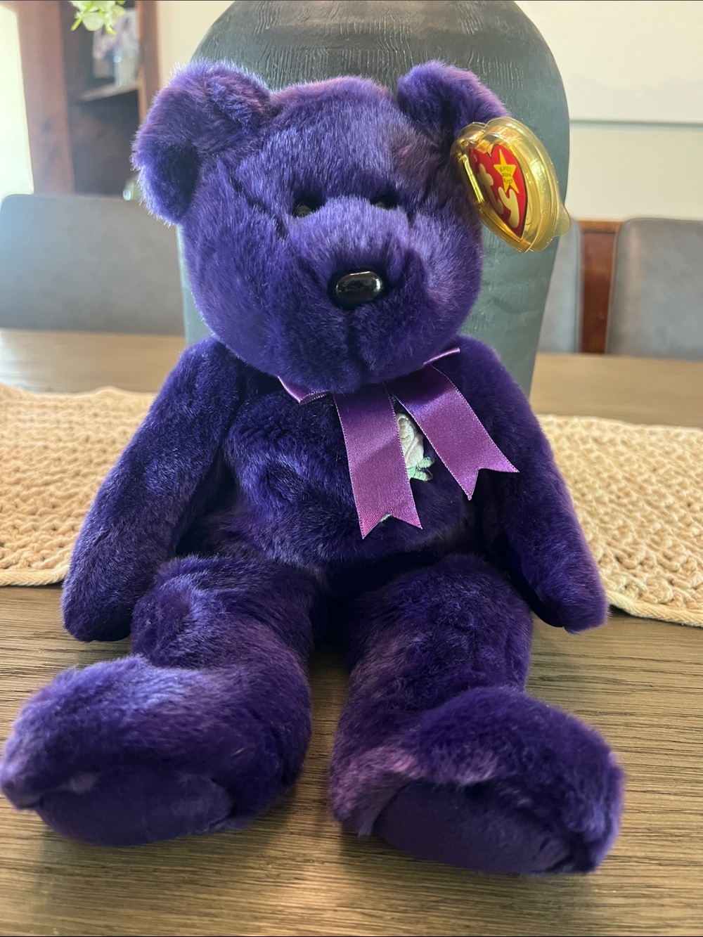 TY Beanie Baby Princess Diana Purple Bear 14 inch Vintage